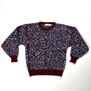 Vintage Boundary Waters Mens Sweater Red Blue Print Sz M Cosby Dad Grandpa